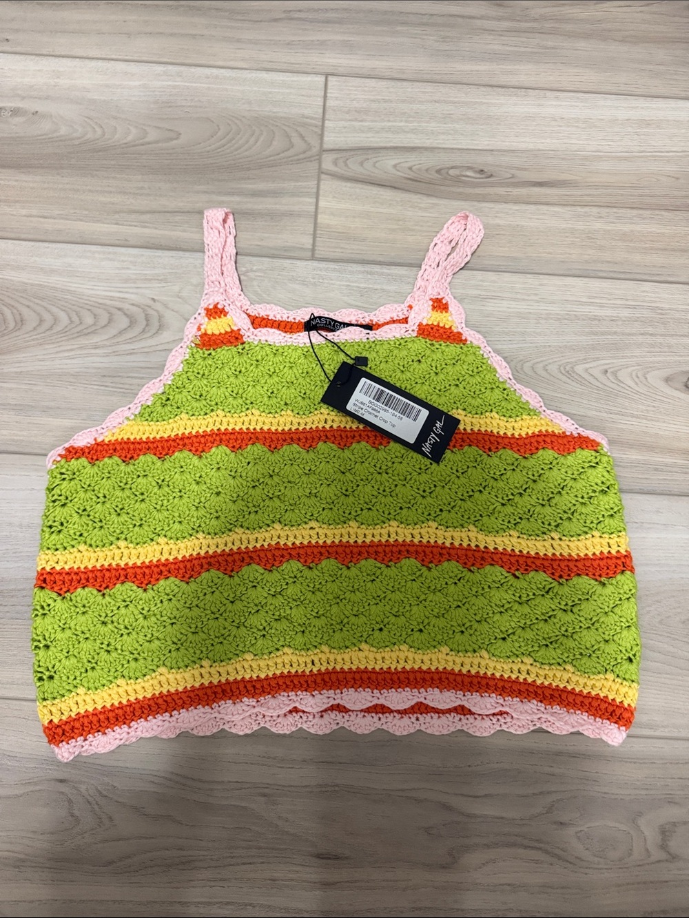 Nasty Gal Crochet Tank Top in Lime Green, Pink, Yellow & Orange